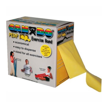 Fabrication Enterprises CanDo Perf 100 Low Powder Exercise Band, Yellow, 100 yd Roll, 1 Roll/Box 1202288